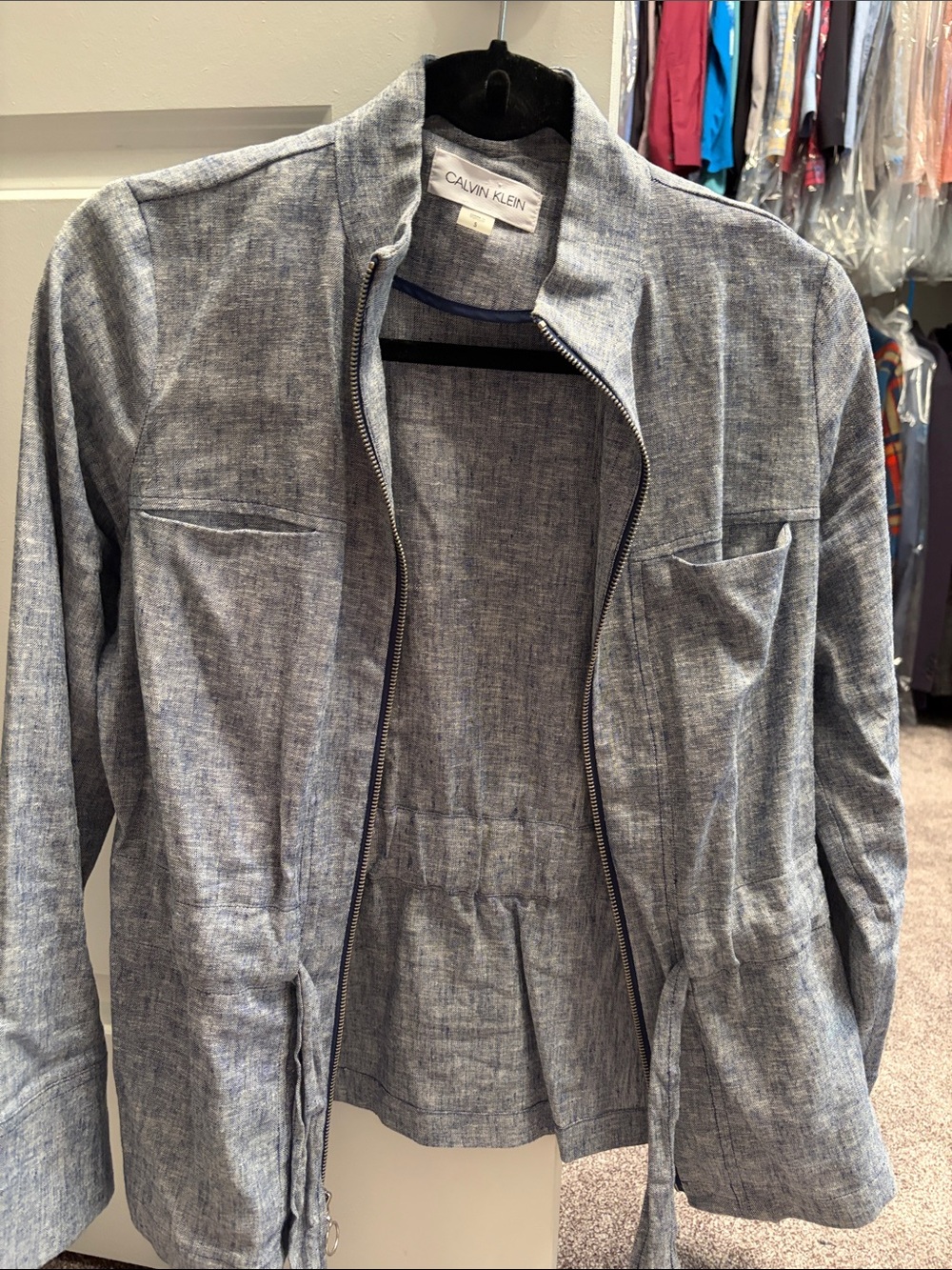 Calvin Klein Men's Light Heather Gray Zip-Front Shirt Jacket